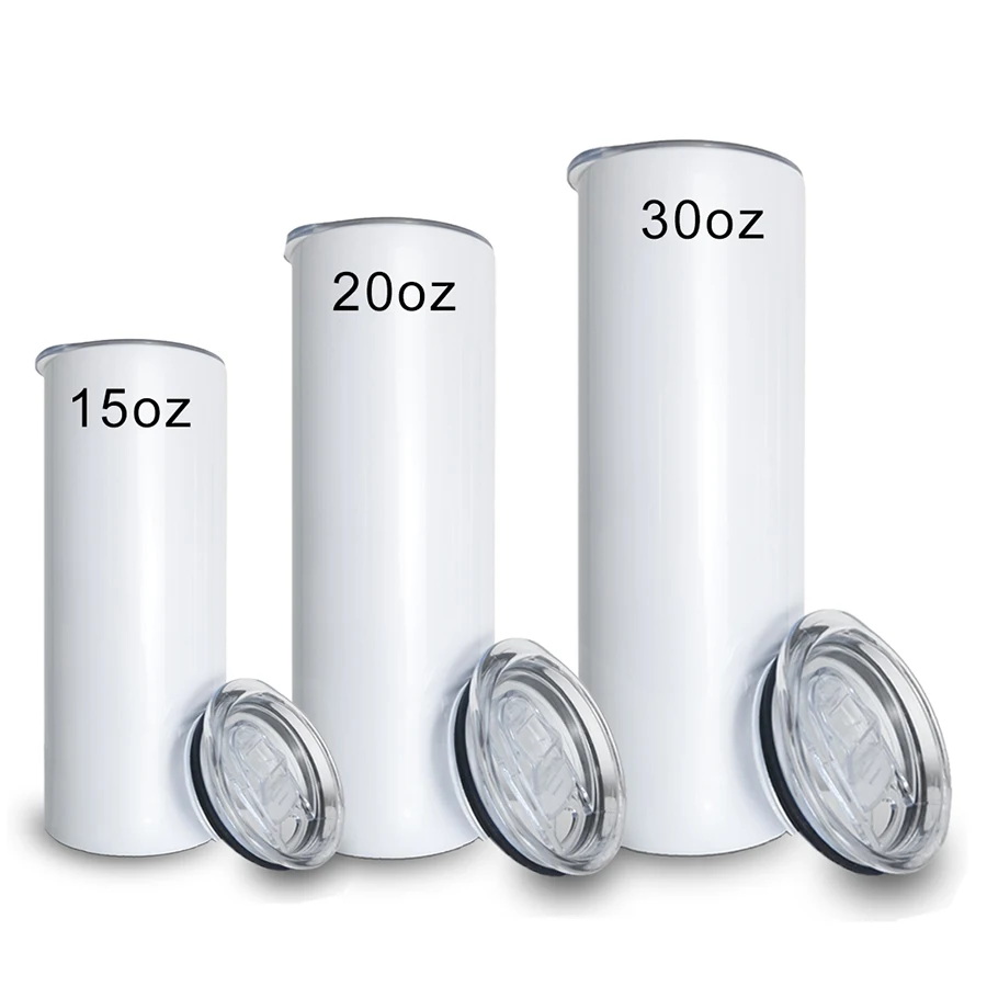 USA Warehouse stocked white 20oz stainless steel straight sublimation blanks tumblers (1600231262279)