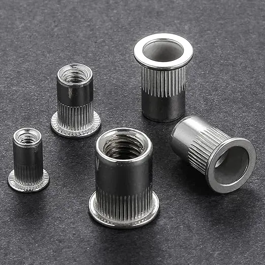 Stainless Steel 304 Surface Flat Head Rivet Threaded Into The Nut Knurled Body