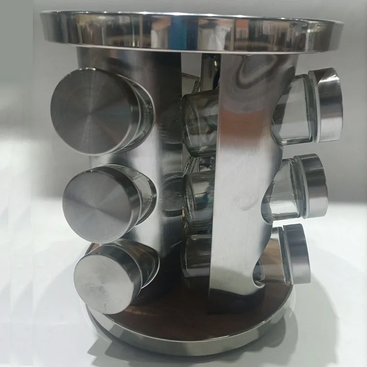 Hot Sale Kitchen Stainless Steel Rotating Spice Racks Set Seasoning Jars With Stand Holder