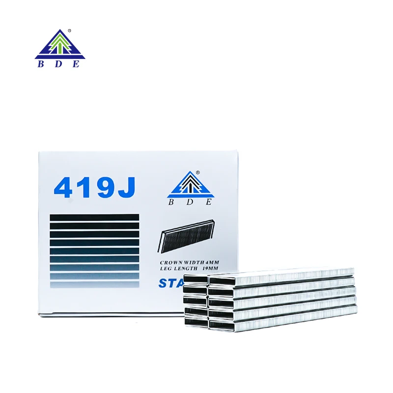 Wholesale factory price staples 410J 20Ga 9mm 10mm 12mm 15mm OEM ODM Home Carton Packing Nails Staple Pin