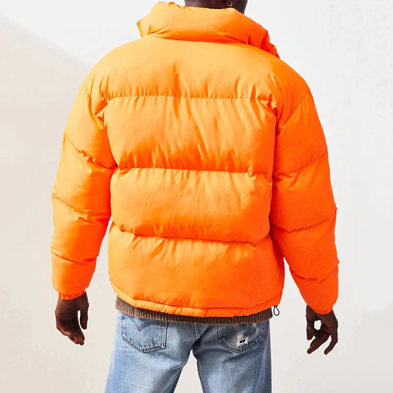  high quality mens winter down coat puffer jackets custom print orange fashion men bubble