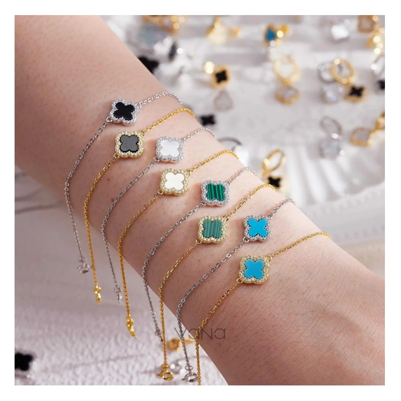 Simple High Quality S925 Sterling Silver Four Leaf Clover Bracelet 925 Sterling Silver Women Bracelets Jewelry