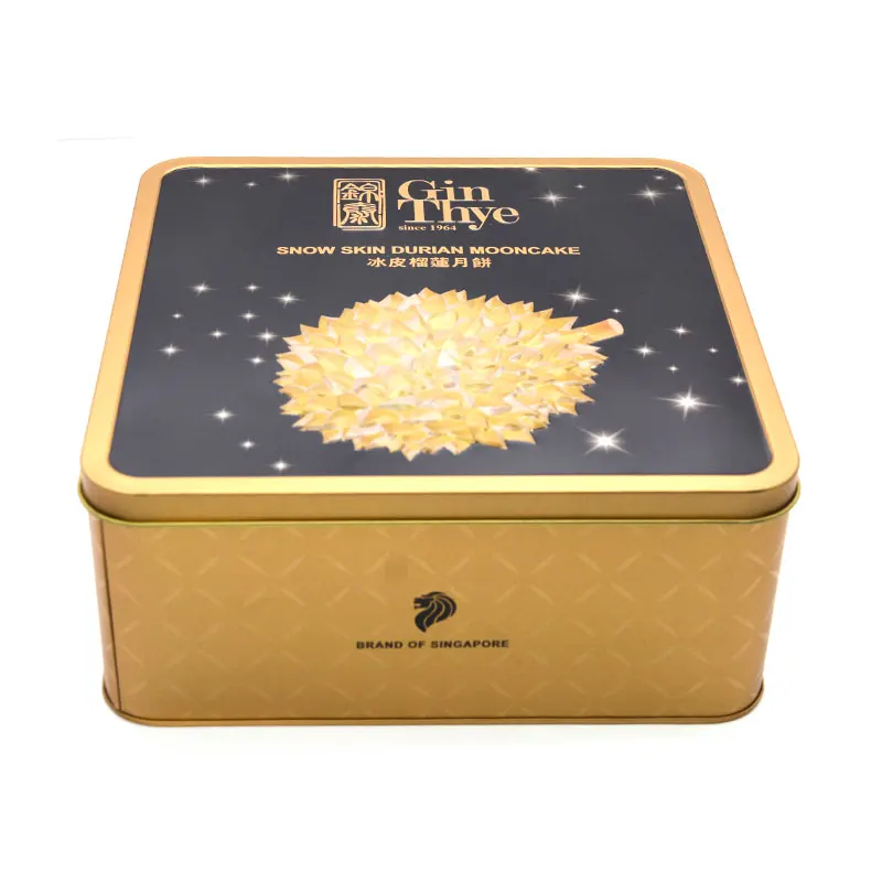 personalized metal moon cake box Mid Autumn packaging empty custom square mooncake tin box