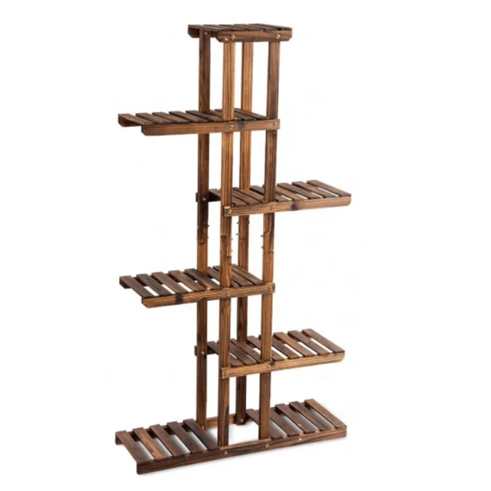 New Arrival Bamboo Plant Stand Flower Shelf 5 Tier Rack Wood Display for Garden Outdoor Cheap Decoration
