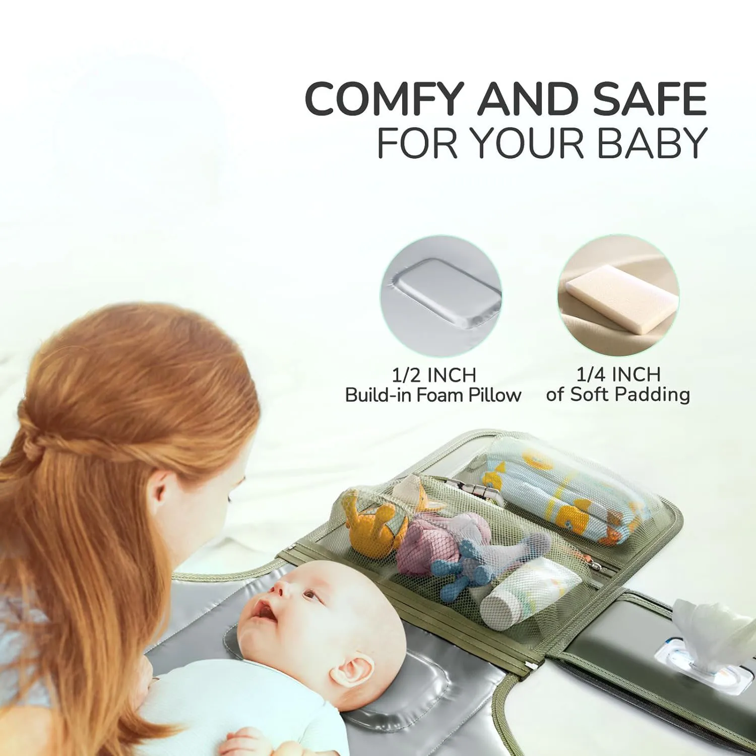 Mommy Foldable Nappy Change Mat Baby Diaper Baby Wipes Pocket Detachable Changing Pad with Shoulder Strap