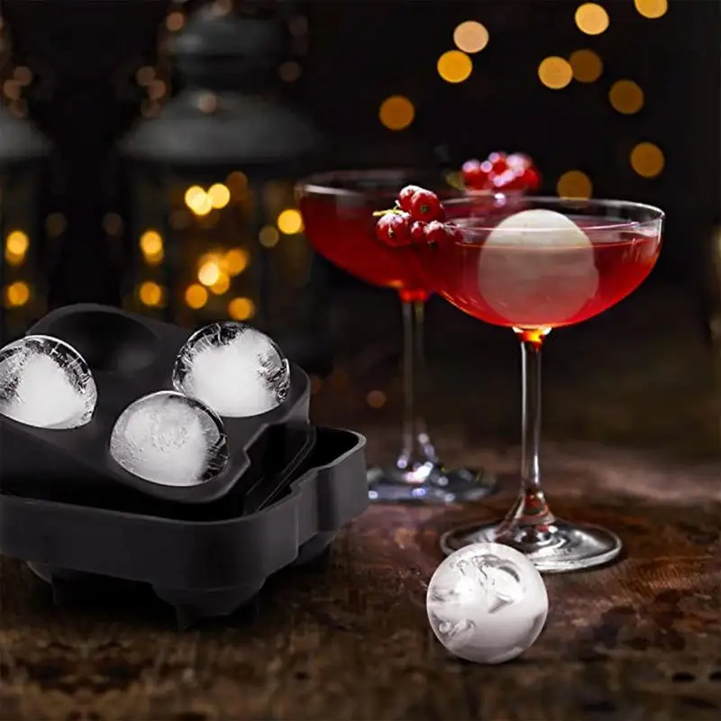 Amazon Supply Silicone large spherical chocolate mold lemon tea fruit tea whiskey ice hockey model making BPA Free