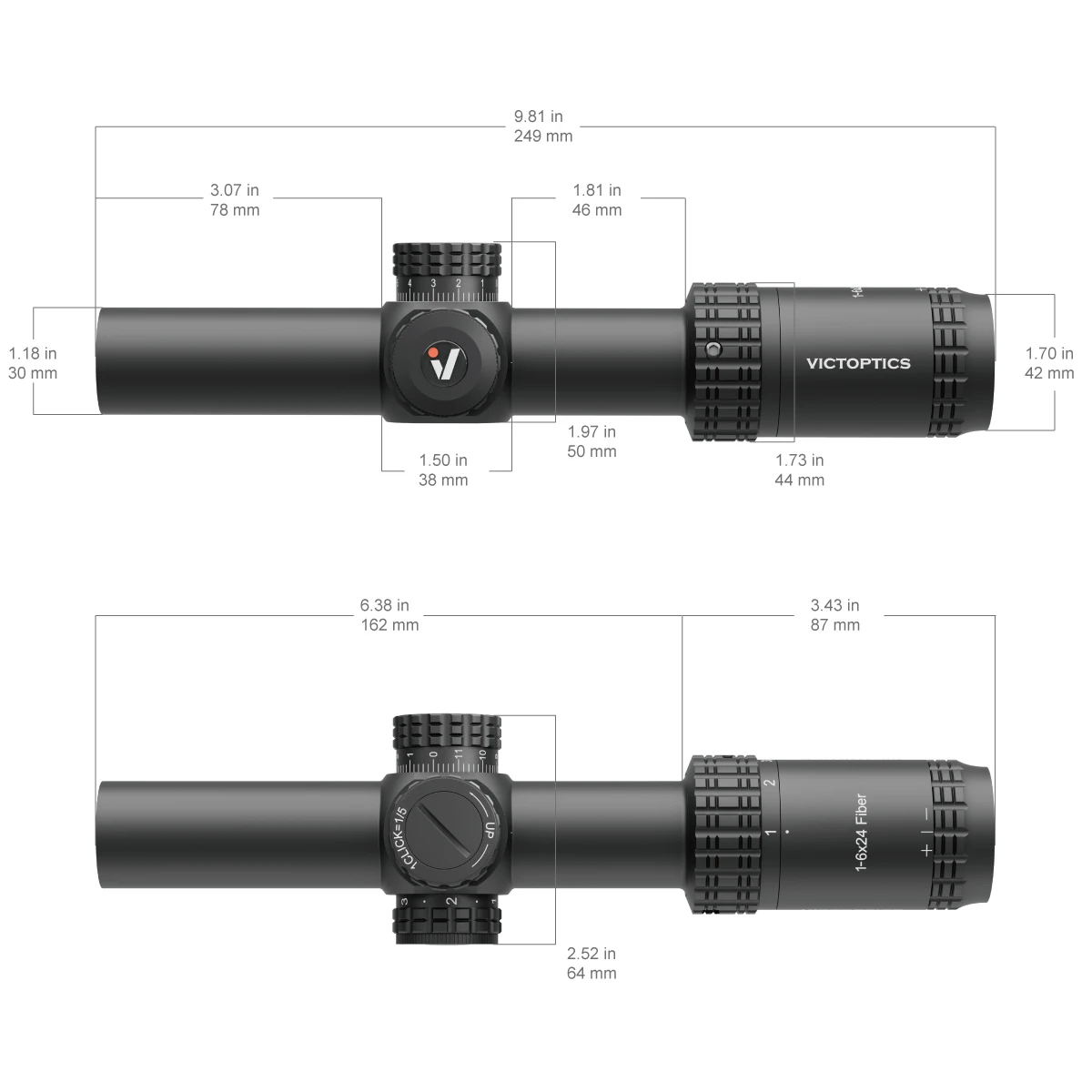 OEM ODM Wholesale Telescopic Sight VictOptics S6 1-6x24i Fiber LPVO Scope Optics