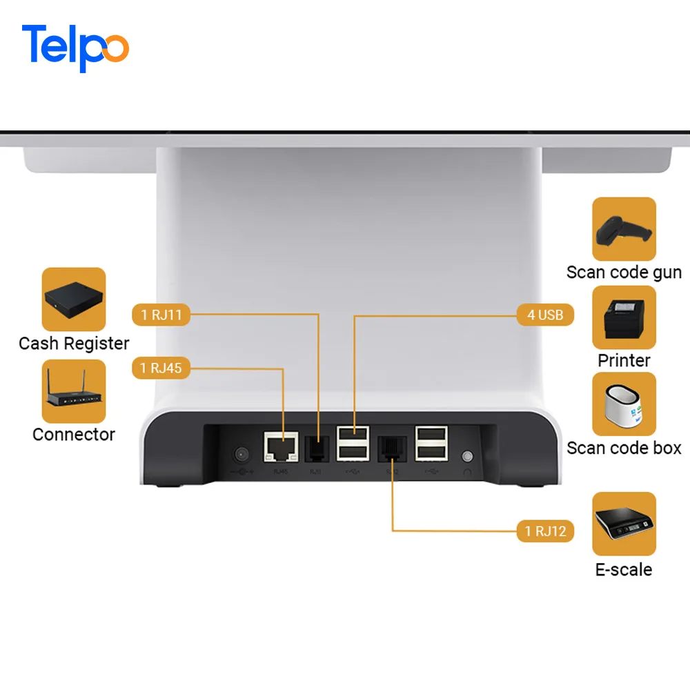 Telpo C1 Cash Register with Inbuilt 80mm Printer Can Integrate QR Code Scanner