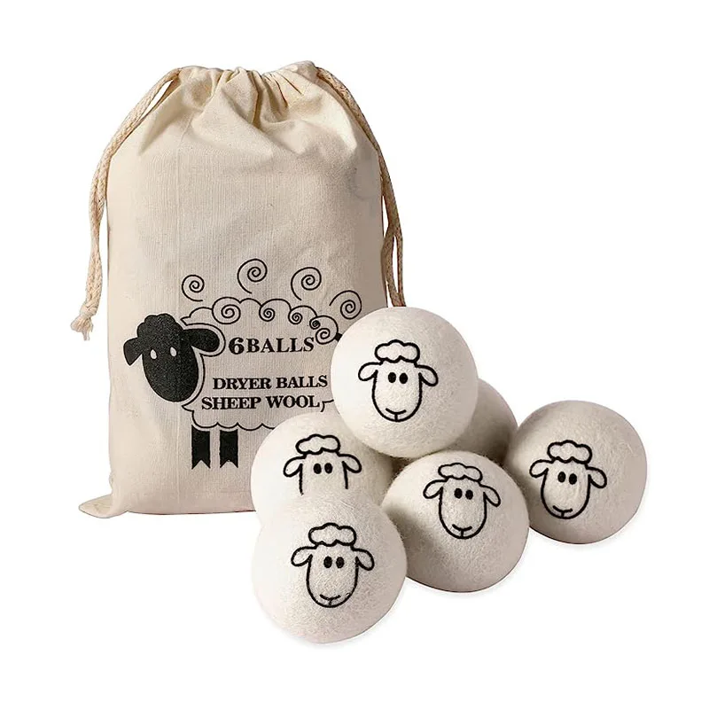 Organic New Zealand Wool Dryer Balls Handmade in 7cm Natural Felt for Cleaning and Washing Packaged in Cotton Bag