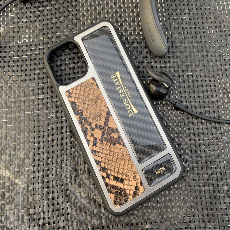 Tpu + Pc Phone Case Pu Leather Cases for Iphone Wholesale Aramid Business with Metal Frame  Foriphone11 12 Forged Carbon Fiber