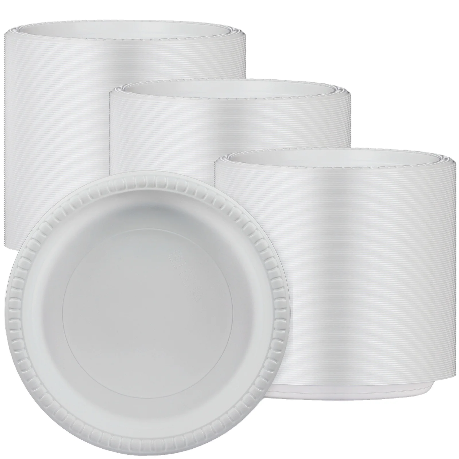 High Quality Reusable Plastic Disposable Recyclable Divided Round Dishes Stackable Plates