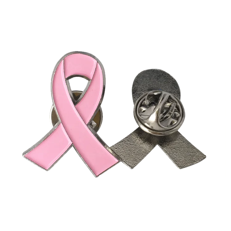 
Wholesale breast cancer pink metal ribbon lapel pin 