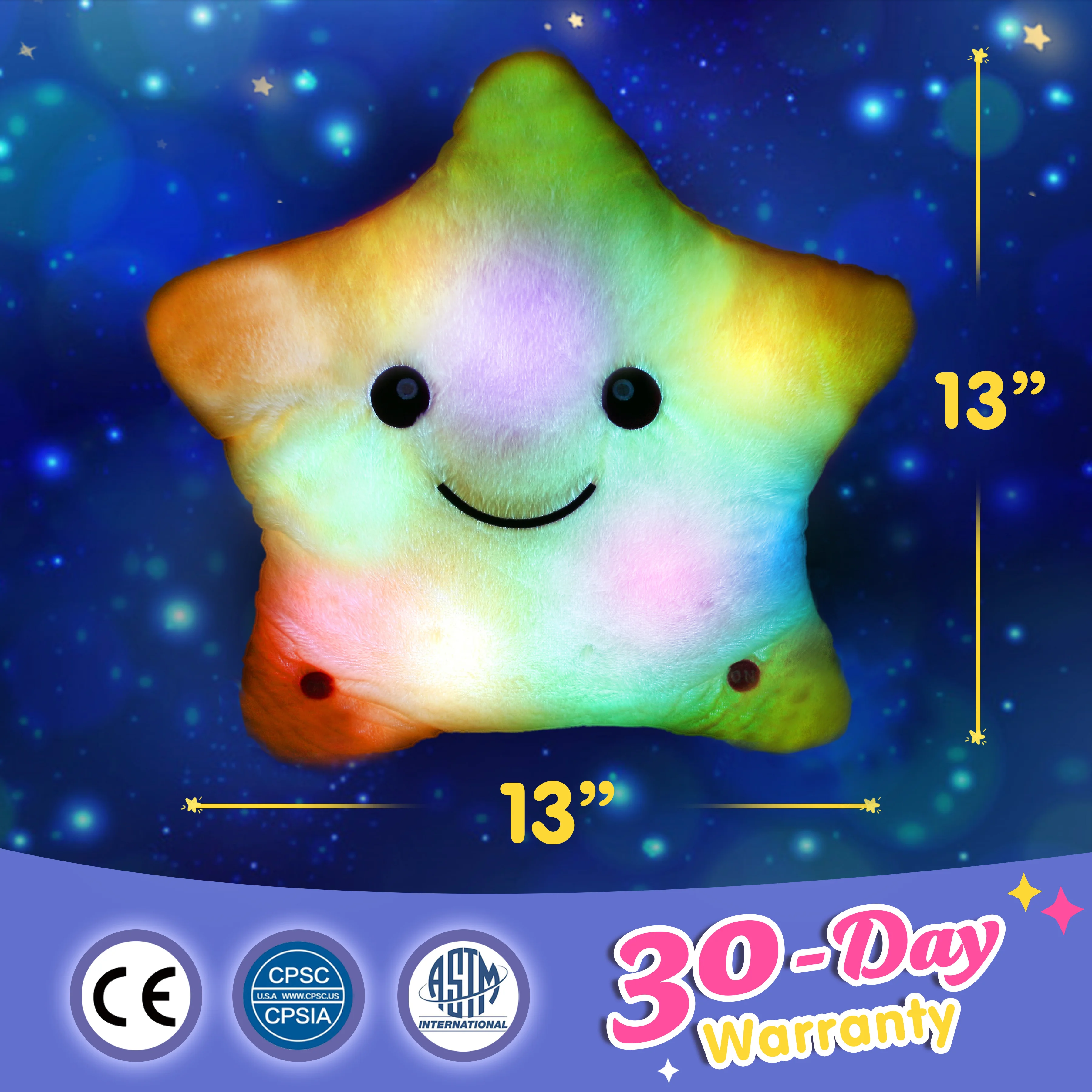 Bstaofy Glow Musical Twinkle Star Light up Lullaby Stuffed LED Toys Animated Soothe Kids Emotions Christmas Festival Gift