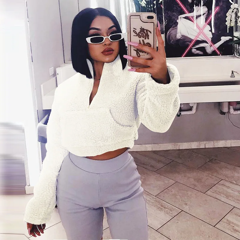  LAITE H2047 зима горячая распродажа на заказ пустая молния укороченный топ crewneck свитшоты Женские
