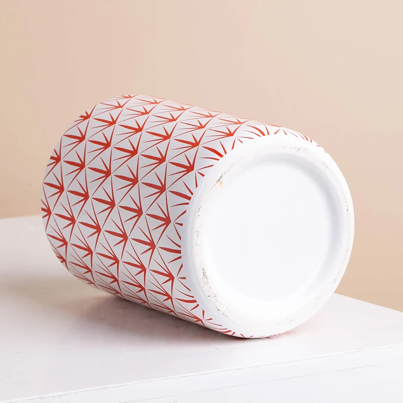 Food Storage Canister Ceramic Red Print Jar Bamboo Lid Sugar Coffee Tea Container Jar For Food