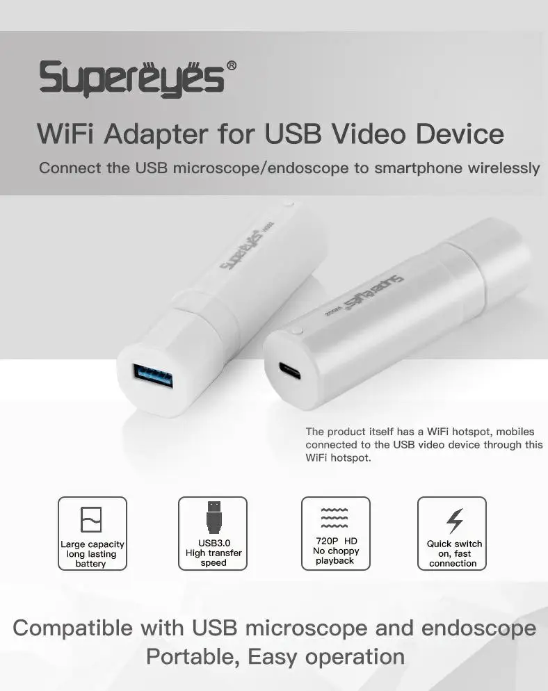 
Wireless Video Transfer WiFi Converter Box WiFi Adapter For Microscope Endoscope Camera Connecting Iphone Ipad Android Devices 