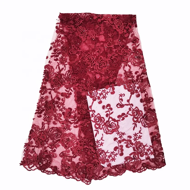 2019 latest cheap gold african lace fabric with pearls