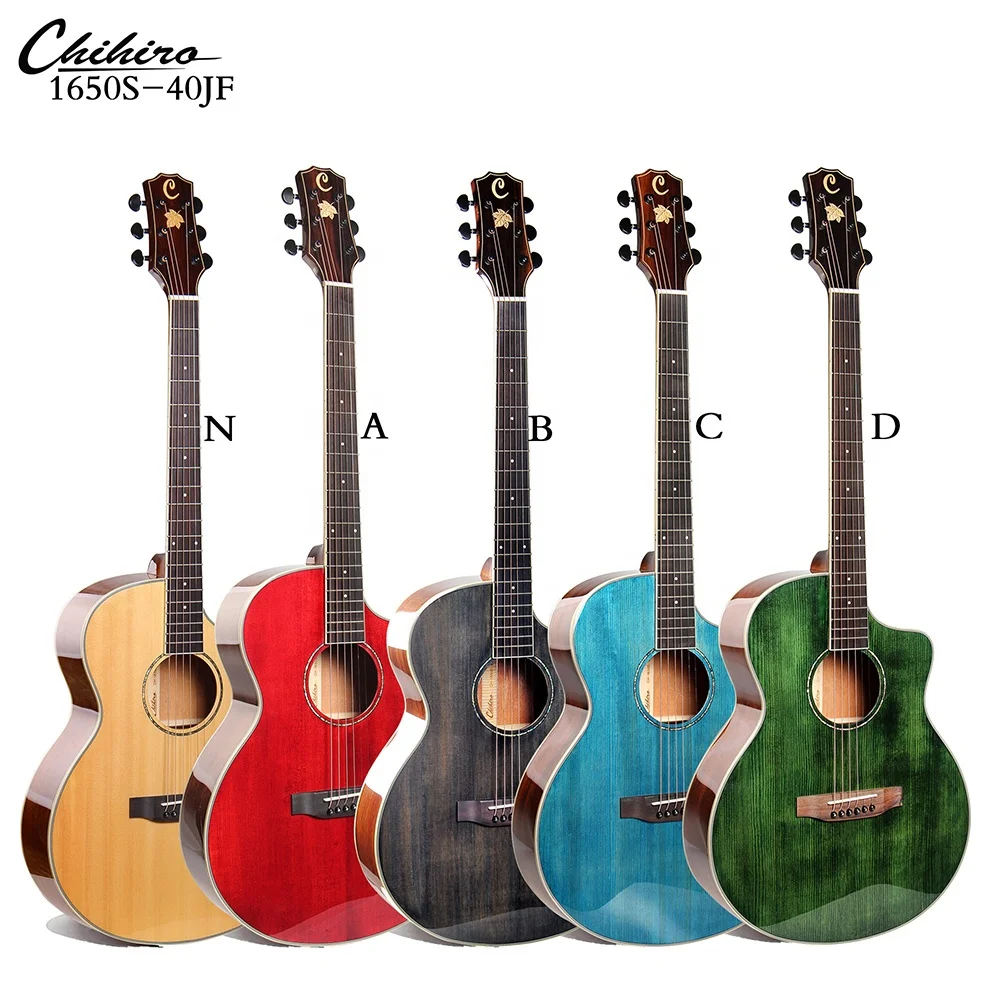 CH-1650S-40JF   Wholesale Beautiful Chihiro Guitar Acoustic 40 Inch Colourful Guitar