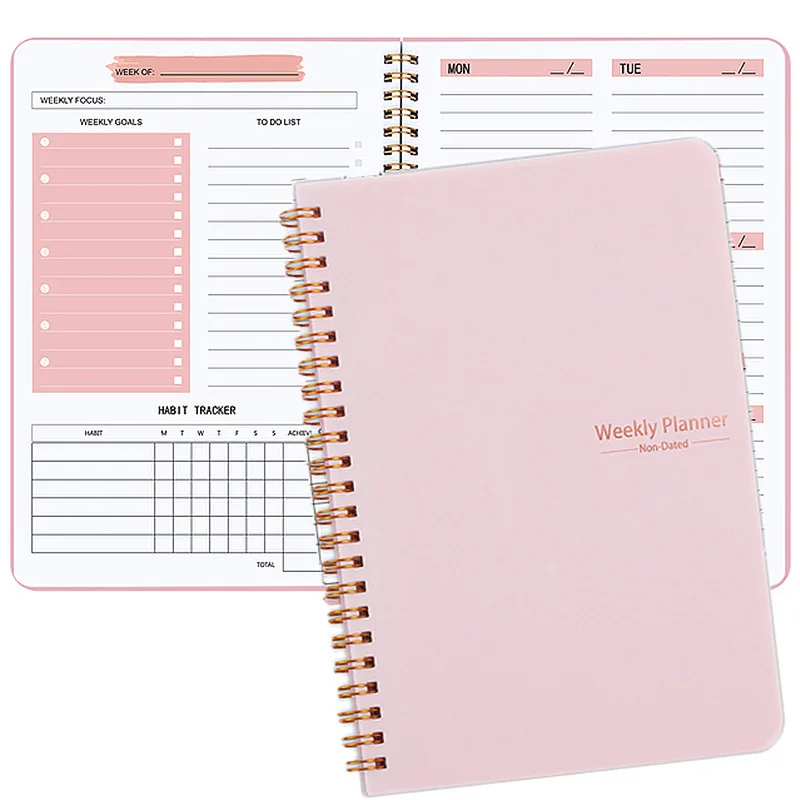 A5 Daily Weekly Planner Agenda Notebook Weekly Goals Habit Schedules Stationery Office School Supplies