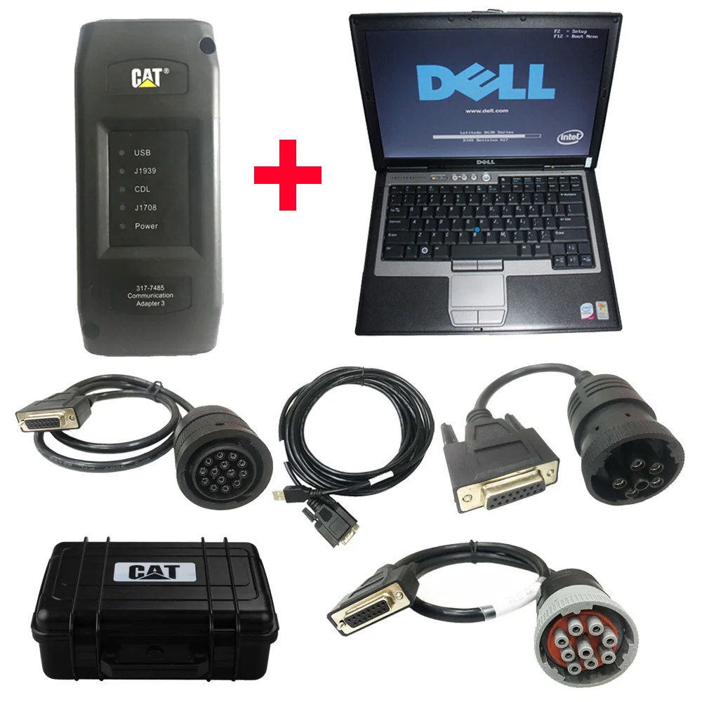 Диагностический адаптер CAT ET 2024A 3 (реальный Cat ET3 III) плюс Ноутбук DELL D630