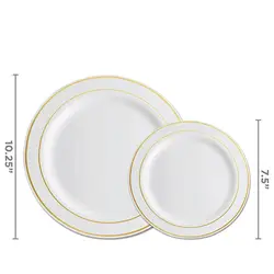 White Plastic Dinner Plates 10.25 Inch, Premium Disposable Plates, Safe and Reusable, Great for Party