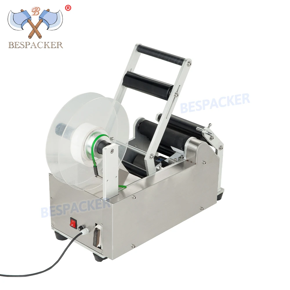 Bespacker XT-50 High Performance Semi-Automatic Desktop Round Plastic Bottle Cans Sticker Labeling Printing Machine