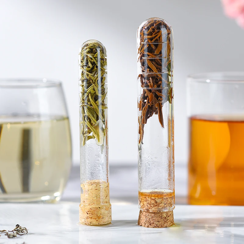 Customized creative glass test tube tea maker with tea filter, tea strainer, tea separator, tea set accessories, tea filter