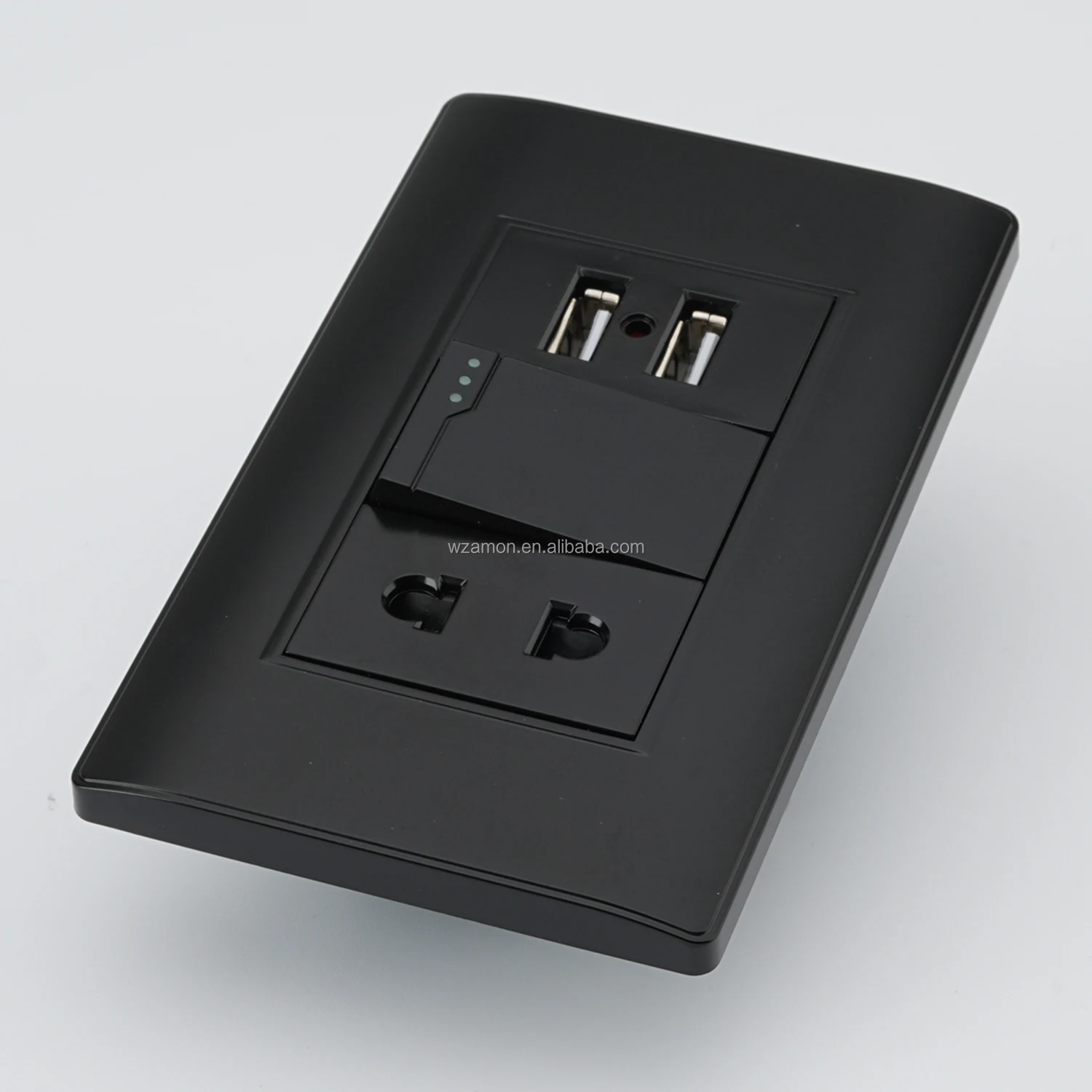 New modern brushed 118  black usb power wall charger socket with usb ports connector