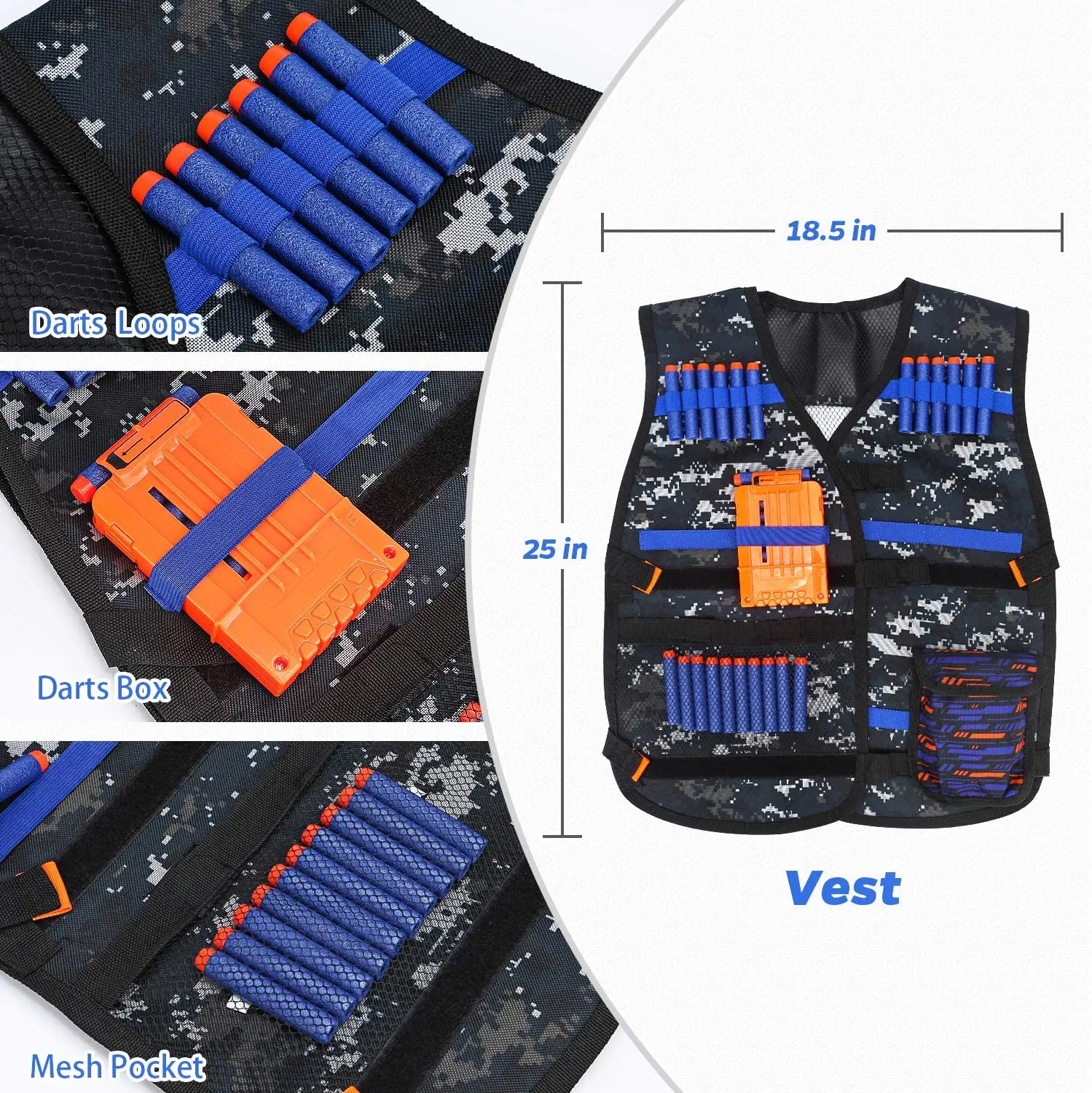 Custom Tactical Vest Kit For Shooting Toy Guns With Refill Foam Darts Reload Clips Tactical Mask Wrist Band Protective Glasses