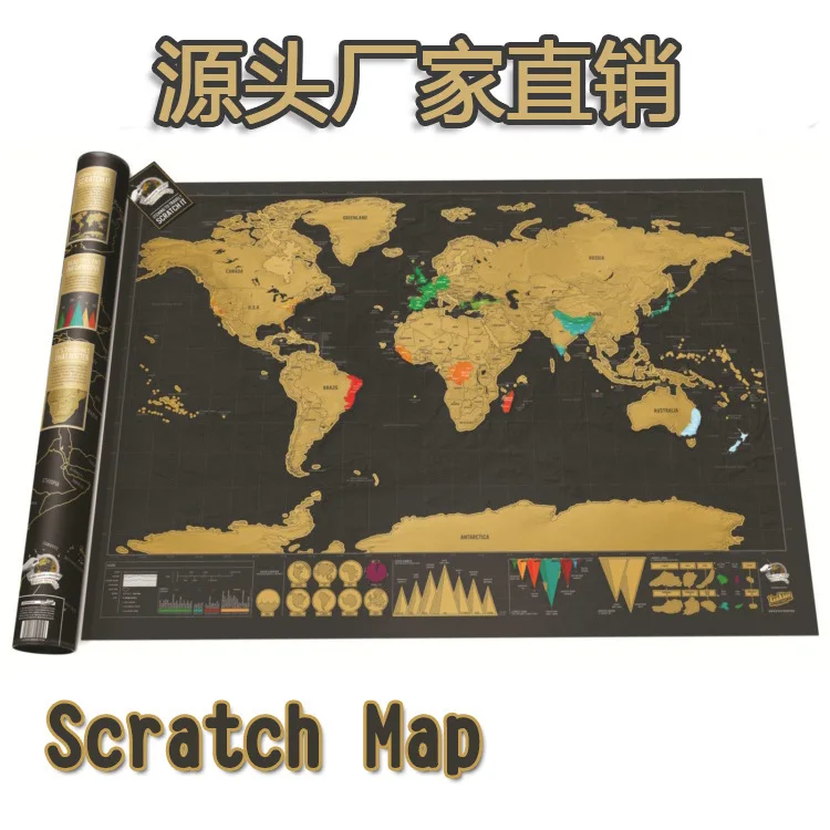 new scratch City map Edition Scraped Map Black Gold Luxury World Tourism Map Travel Footprint Poster