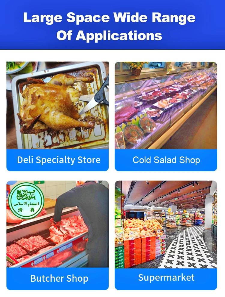 front door air-cooling Deli Dishes Cooked Food Display show case for food store