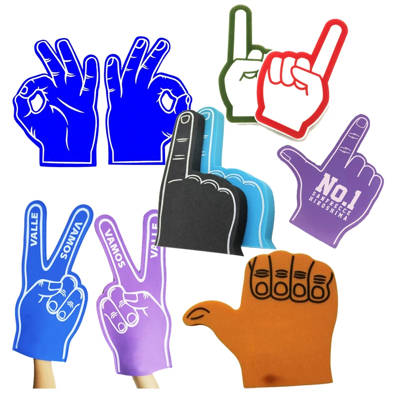 2024 Factory Custom Hot Sale Open-Thumb Green Eva Foam Cheer Hand High Quality 46x23cm Big Hand for Cheerleading Products