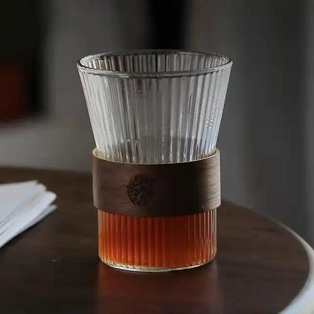 Ribbed Cup Vertical Stripes Heat Resistant Glass Water Mug Breakfast Cup Whiskey Drinking Glasses tea cup