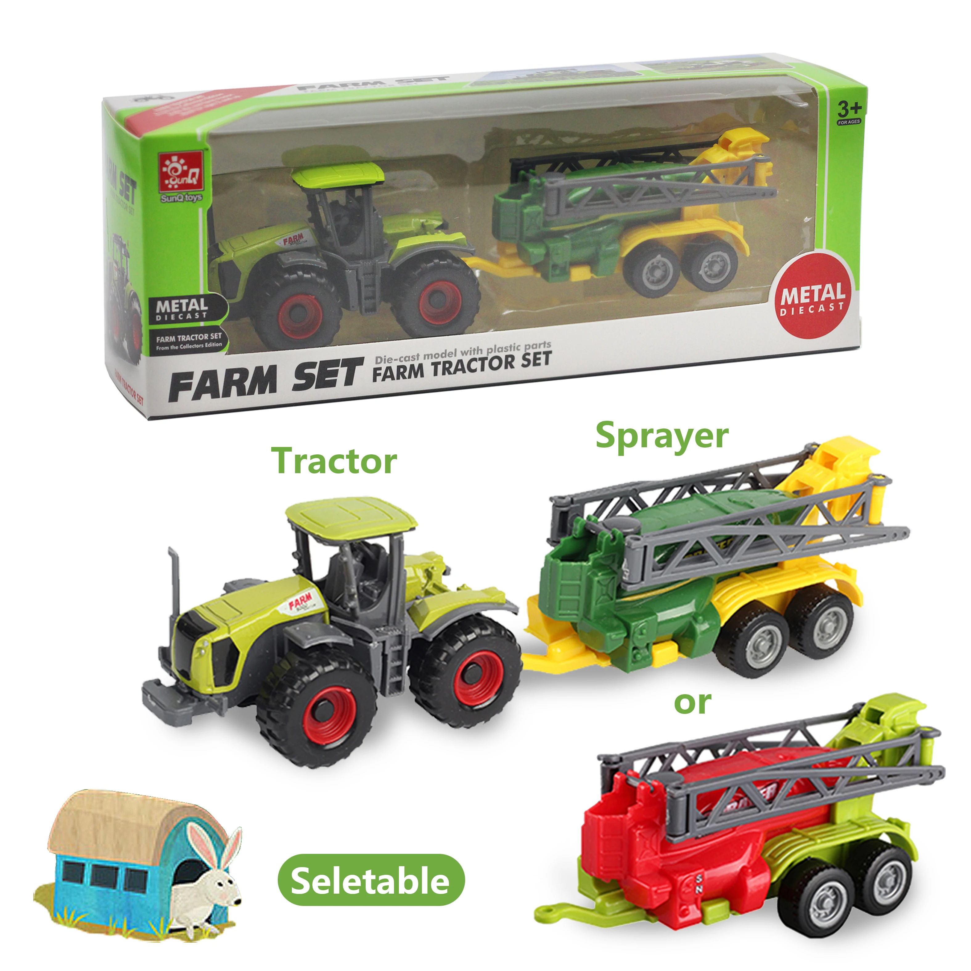 SunQ New arrivals 1/64 ratio 1pc alloy farm truck toy tractors for children