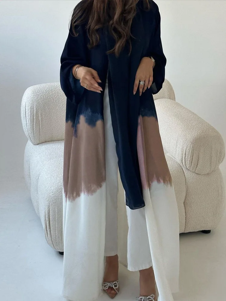 2024 new dubai stylish clothes new printed maxi abaya summer open abaya for fashion woman and girl