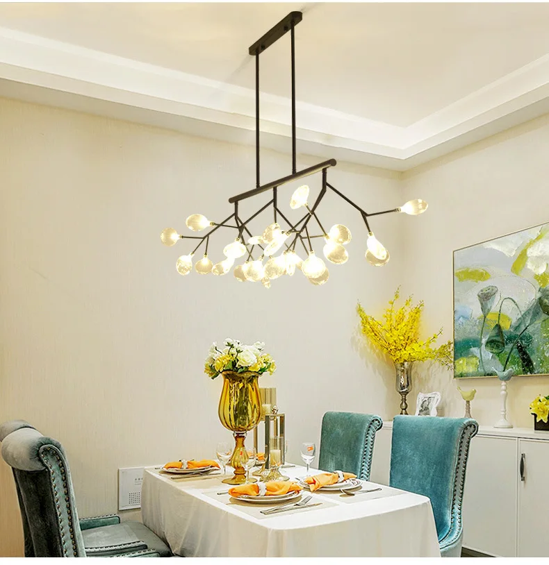 Modern Creative Restaurant Pendant Rectangular Led Firefly Pendant Nordic Art Personality Villa Living Room Lights
