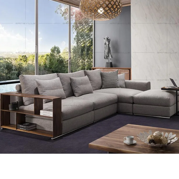 Home Furniture Feather sofa Comfortable Top fabric New Design L Shape Chaise Fabric Sofa