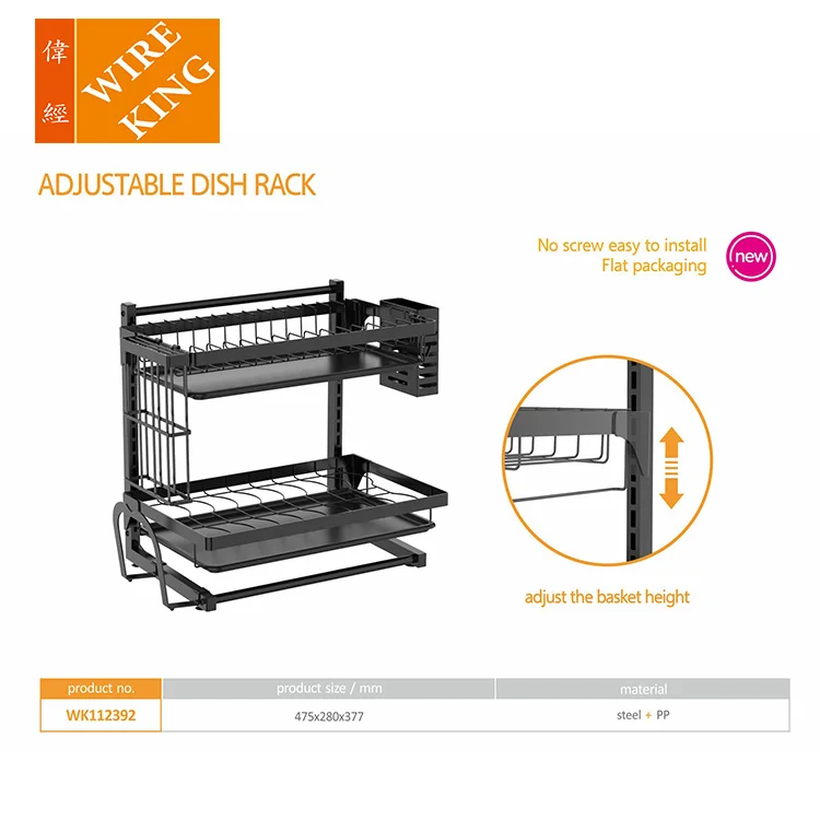 Extendable Compact Kitchen Plate Storage Rack Cabinet Counter Foldable Expandable Collapsible Iron Dish Drying