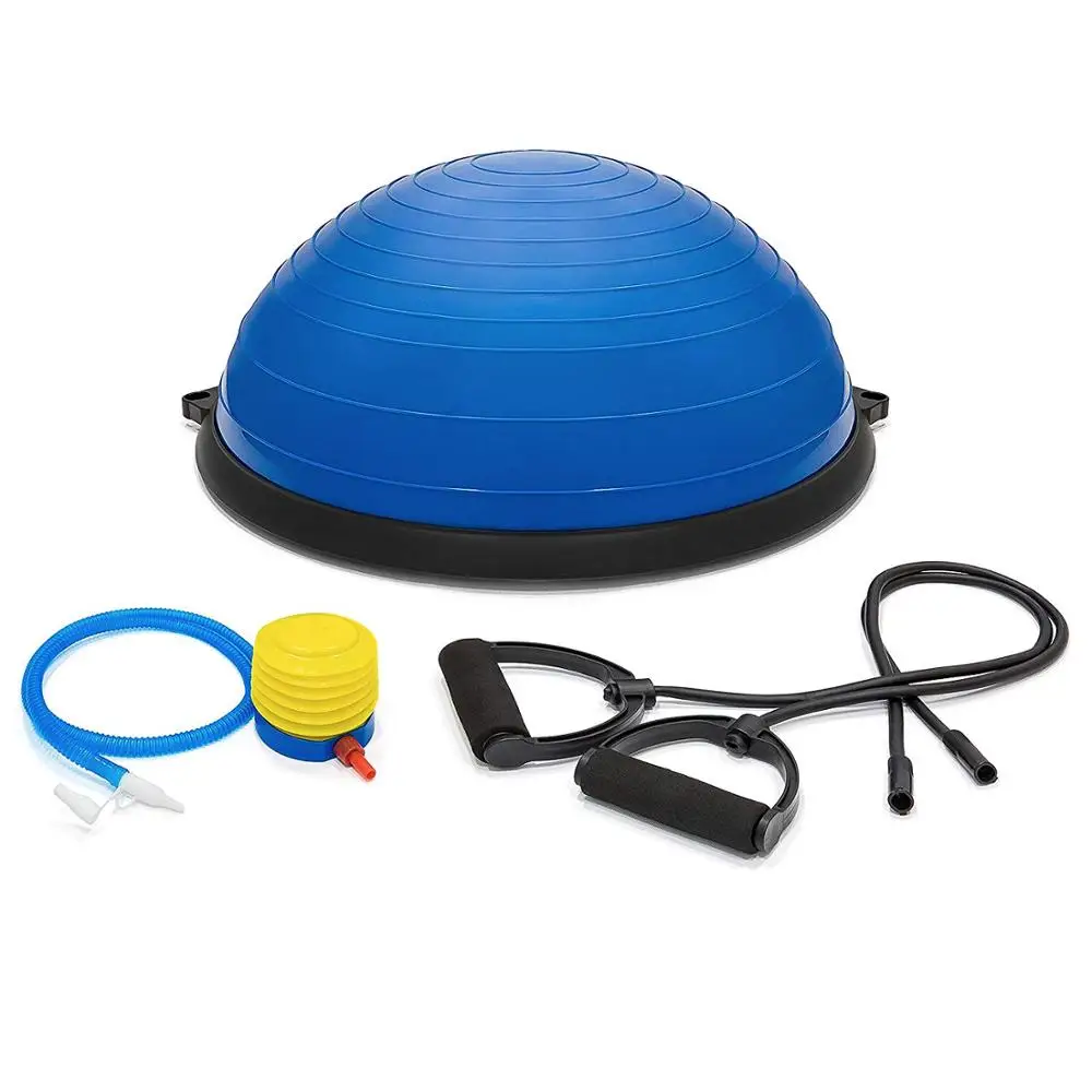 2018 hot sales Premium Yoga Fitness Balance Trainer Ball with Resistance Band set  Yoga Half Ball magnetic balls