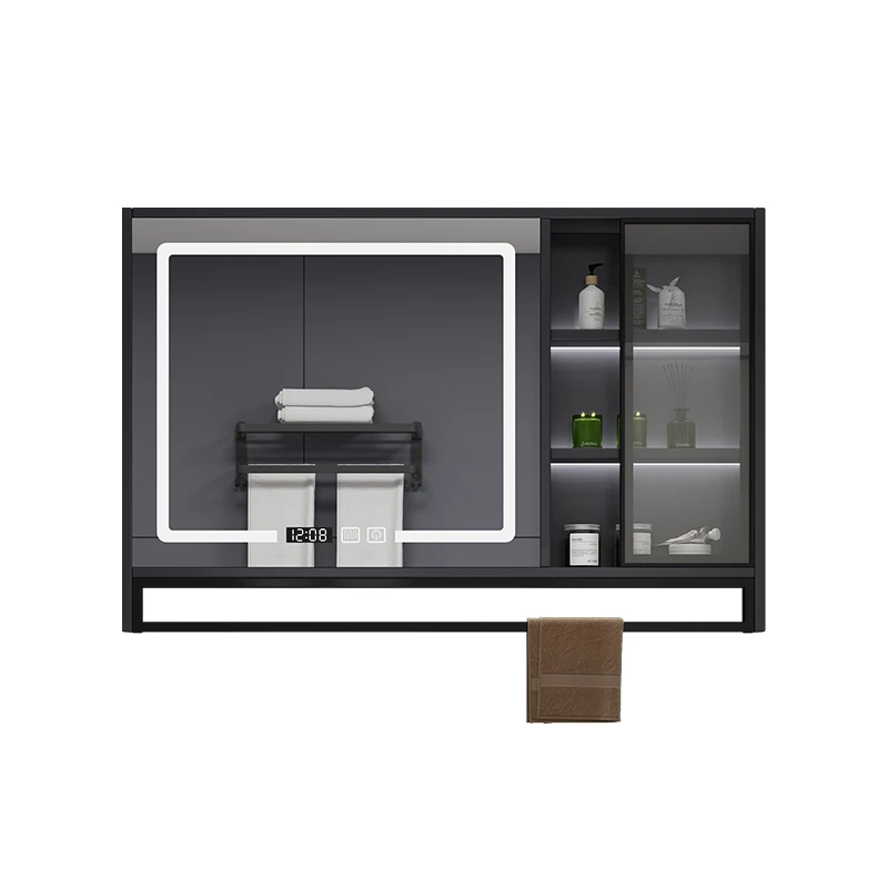 2022 Новое поступление умный шкафчик для ванной комнаты с сенсорным экраном светодиодное зеркало для лекарств над шкафом с вешалкой для полотенец