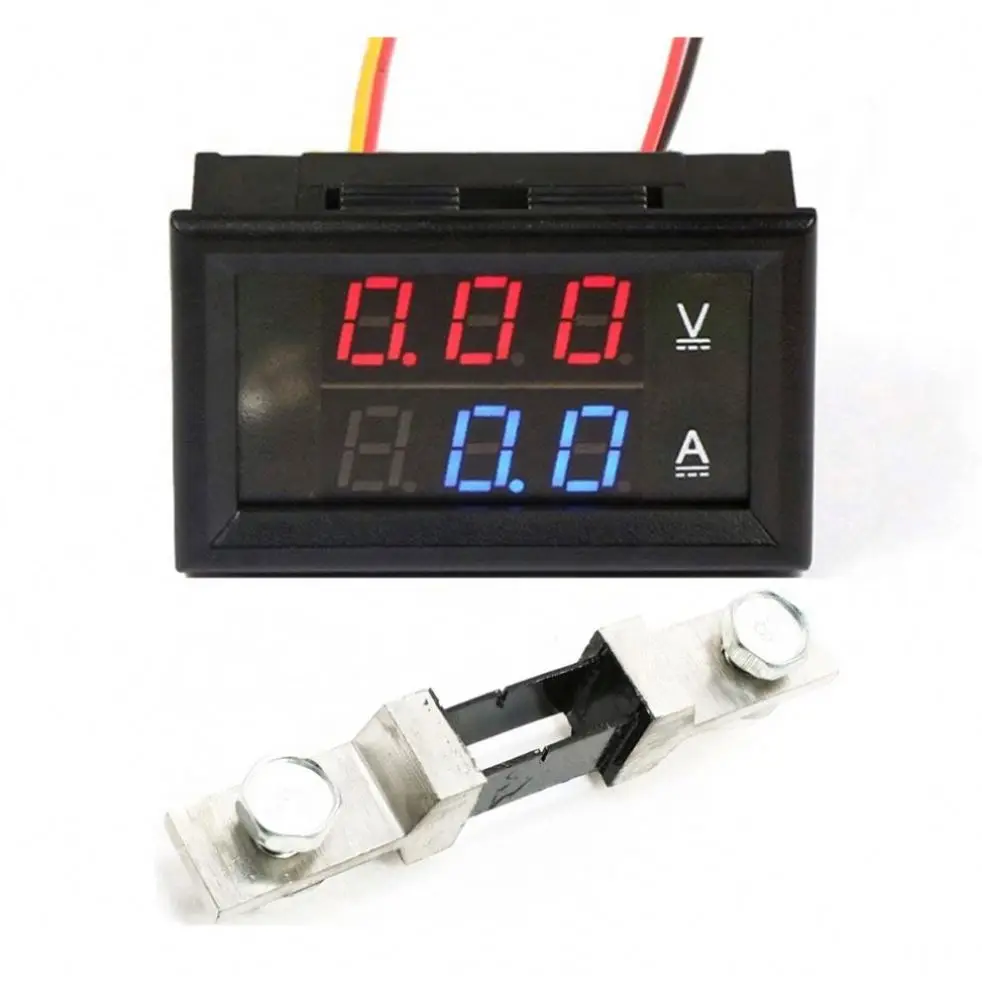 0.28 inch 3 digits DC 0-300V 200A Voltmeter Ammeter Red Blue Volt Amp Meter Gauge Dual Digital LED Display for Car Truck