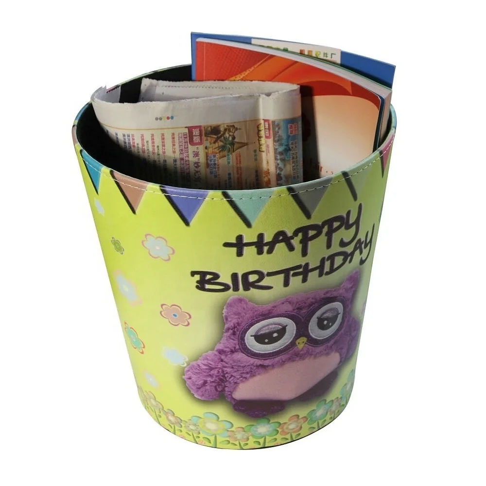 LG7137 Classic Leather  custom printing Waste Paper Basket, Storage Bin for Kitchen, Office and High Class Hotel Trash Cans