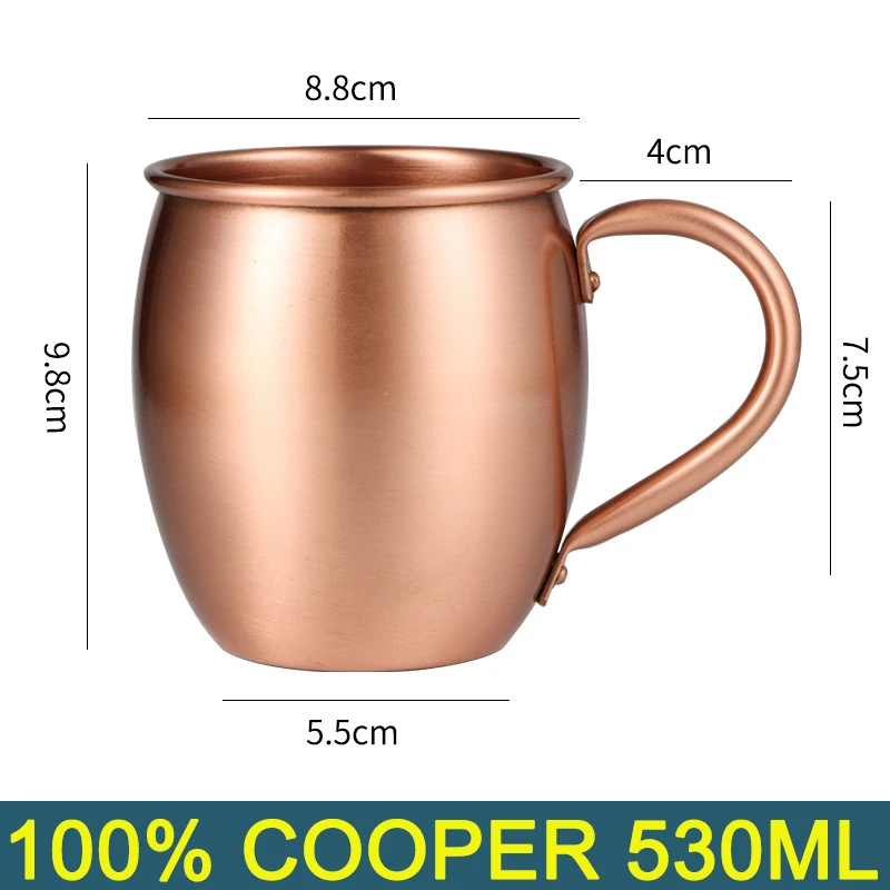 Custom Wholesale Cooper Russian Standard 2 Hammered Solid Copper Moscow Mule Mug Cup Set of 4 With Straw