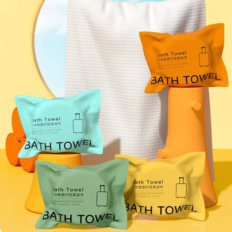 High Quality Organic 70*140Cm Large Size Eco-Friendly 80G Cotton White Disposable Compressed Bath Towel Travel Pack