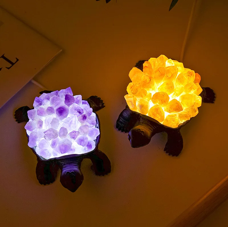 High Quality Amethyst USB Turtle Crystal Lamp For Living Room Office Table