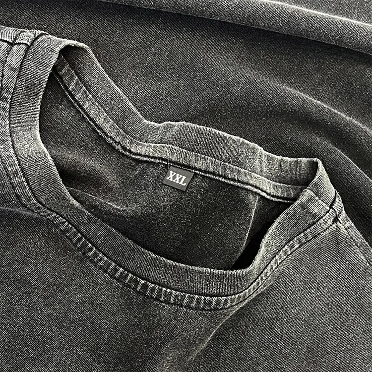 High Quality 100% Cotton acid wash tee 250gsm heavyweight drop shoulder men t shirt custom DTG  printing t shirt