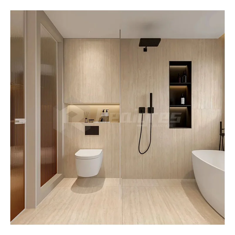 Best Price Bathroom Interior Design Beige Travertine Porcelain Tiles Matt Finish Porcelain Floor Tile 900 X 1800