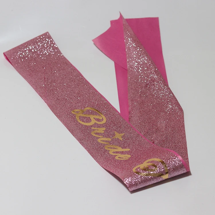 Розово-розовый/золотистый Блестящий Пояс для девичника/пояс для невесты для украшения вечеринки