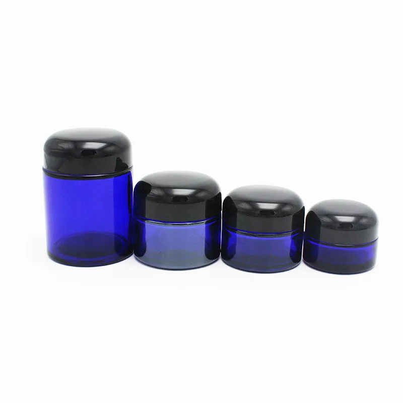 OEM 20g 30g 50g 100g blue glass jar with plastic cap