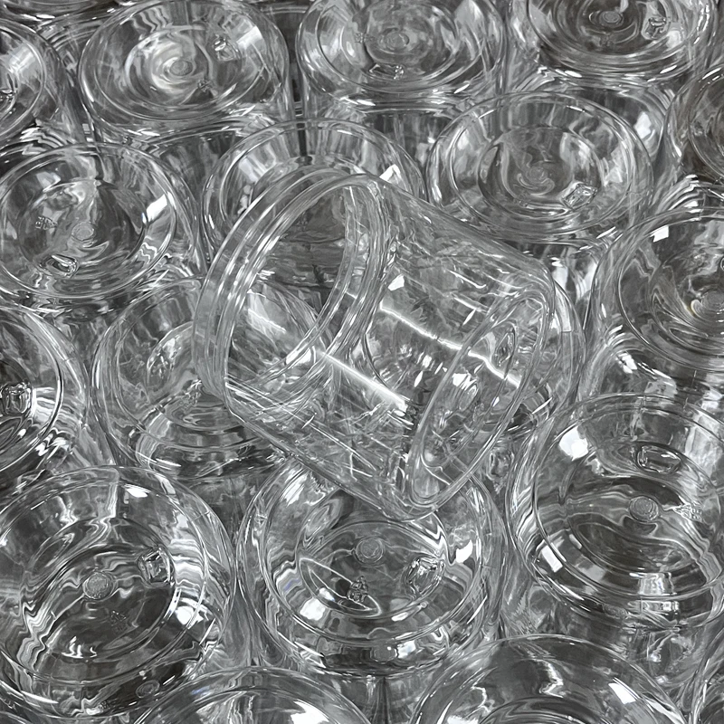 Custom Pet Cosmetic Cream Hair Jars with Screw Cap Transparent Empty Plastic Face Cream Jar 16 Oz 500ml Container